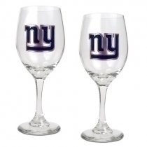 New York Giants NFL 2pc Wine Glass Set - Primary Logo