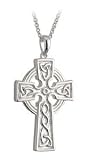 Sterling Silver Heavy Double Sided Celtic Cross Pendant Necklace - Made in Ireland
