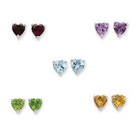 Sterling Silver Gemstone Post Earring Set