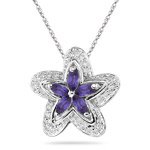 0.01 Cts Diamond & 0.05 Cts Amethyst Pendant in 14K White Gold