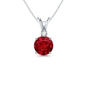 Round Ruby and Diamond V-Bale Pendant