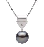 Baroness Black 9-10mm AAA Freshwater Sterling Silver Pearl Pendant
