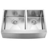 Vigo Industries VGR3320BL Stainless Steel Farmhouse Style Double Bowl Kitchen Sink, Steel
