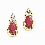 14k 6x4mm Pear Ruby AA Diamond earring XE397R/AA