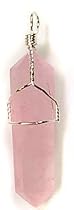 Silver Wire Wrapped Natural Rose Quartz Crystal Point Pendant