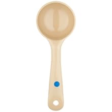 Carlisle 432606 Beige 3 Oz. Measure Misers Solid Short Spoon with Blue Color Coding (Case of 12)