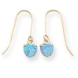 14k 5.5mm Created Light Blue Opal Drop Earrings