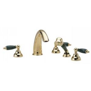 Phylrich K2158FT1TO_024 - Carrara Deck Mounted Tub Set W/Hand Shower, Trim Only, Green Marble Lever