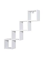 Kenyap Estantería De Pared Merdiven Blanco 95 x 95 x 17