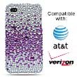 Apple iPhone 4G Full Diamond Case - Purple with Splash Design
