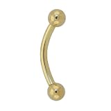Solid 14KT Yellow GOLD 16ga CURVED BARBELL Ring - 3/8" LENGTH