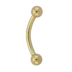 Solid 14kt Yellow Gold 16ga Curved Barbell Ring - 3/8 Inches Length