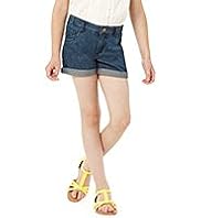 Pure Cotton Adjustable Waist Denim Shorts