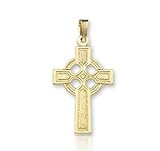 14k Yellow Gold Classic Faith Small Carved Celtic Cross