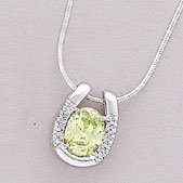 Rhinestone In Sterling Silver Horseshoe Necklace, Light Green