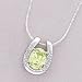 Rhinestone In Sterling Silver Horseshoe Necklace, Light Green