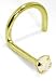 2.0mm White Opal - Solid 14KT Yellow Gold Nose Twist / Screw [Jewelry]