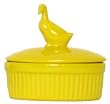Stoneware Pottery Yellow Pate Dish with Goose Top Cover 5"L, 4.75"W, 2"H Set of 2