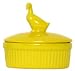 Stoneware Pottery Yellow Pate Dish with Goose Top Cover 5"L, 4.75"W, 2"H Set of 2
