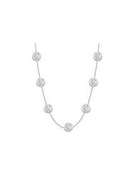 Diamond by the Yard Necklaces with Two Carat diamonds Station in 14K white gold 36 inch Long