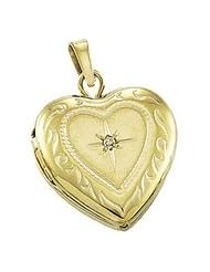 14K Yellow Gold Heart Locket With Diamond