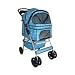Classic Blue Grid 4 Wheel Pet Stroller