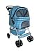 Classic Blue Grid 4 Wheel Pet Stroller