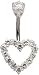 Heart belly rings by GlitZ JewelZ ? - with 15 Laser cut CZ crystals hand set and hand polished - gently packed in a lovely velvet pouch. Surgical steel bar