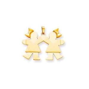 Girl Girl Silhouette Charm, Yellow Gold
