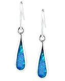 Morningflower Teardrop Blue Opal Earrings