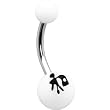 White Black Peace Chinese Symbol Belly Ring