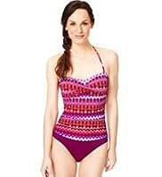 Tummy Control Ombre Print Ruched Bandeau Swimsuit