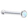 Solid 14KT White Gold 2mm Synthetic Opal Nose Bone - 18 Gauge