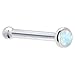 Solid 14KT White Gold 2mm Synthetic Opal Nose Bone - 18 Gauge