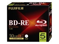 FUJI 5x BD-RW Blu-Ray Double Layer 50GB 1-2x recordable Jewel full write inkjet printable