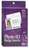 Avery 2944 Photo id badge inserts, convention size, 1-sided, 3 x 4, 100 inserts/bx