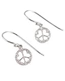 Sterling & CZ Peace Sign Dangle Earrings
