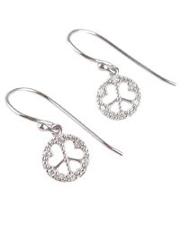 Sterling & CZ Peace Sign Dangle Earrings