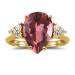 0.18 Cts Diamond & 3.75 Cts Pink Tourmaline Ring in 14K Yellow Gold