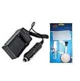 Superior Quality Replacement Mini Battery Travel Charger for Specific Digital Camera and Camcorder Models / Compatible with General Electric GB-20, GE-G1, GE-G2, GE-G3, E840S, G3WP with Intelligent-Charge Technology - Includes Car Adapter and camera/lens cleaning Kit