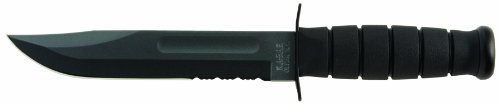 KA-BAR Fighting/Utility Serrated Edge Knife with Hard Sheath, Black