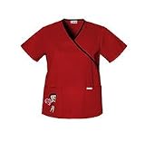Cherokee Cartoon Print Betty Boop Mock Wrap Scrub Top Scrub Tops Women
