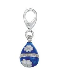 Genuine Zable (TM) Product. 925 Sterling Silver Blue and White Hinged Egg Clip-on Bead Charm. 100% Satisfaction Guaranteed.