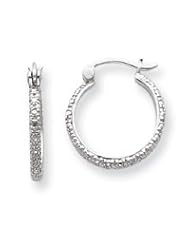 Sterling Silver Diamond Hoop Earring QE3468"