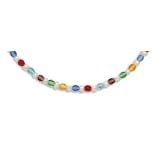 Childrens Pearl and Multicolor Czech Glass Bead Necklace