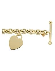 14K Yellow Gold 7 Inch Bracelet With Heart