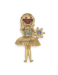 Ballerina Girl Brooch Pin with Swarovski Crystals