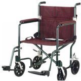Drive Medical Designer Fly-Weight Aluminum Transport Wheelchair 19 Inches Burgundy, Green - 1 Ea