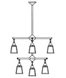 Arroyo Craftsman ACH-4-4-1E-M-RC A-Line 9 Light Single Tier Chandelier in Raw Copper with Amber Mica glass