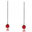 Cultured Dyed Freshwater Pearl Threader Earrings Dangling in Solid Silver